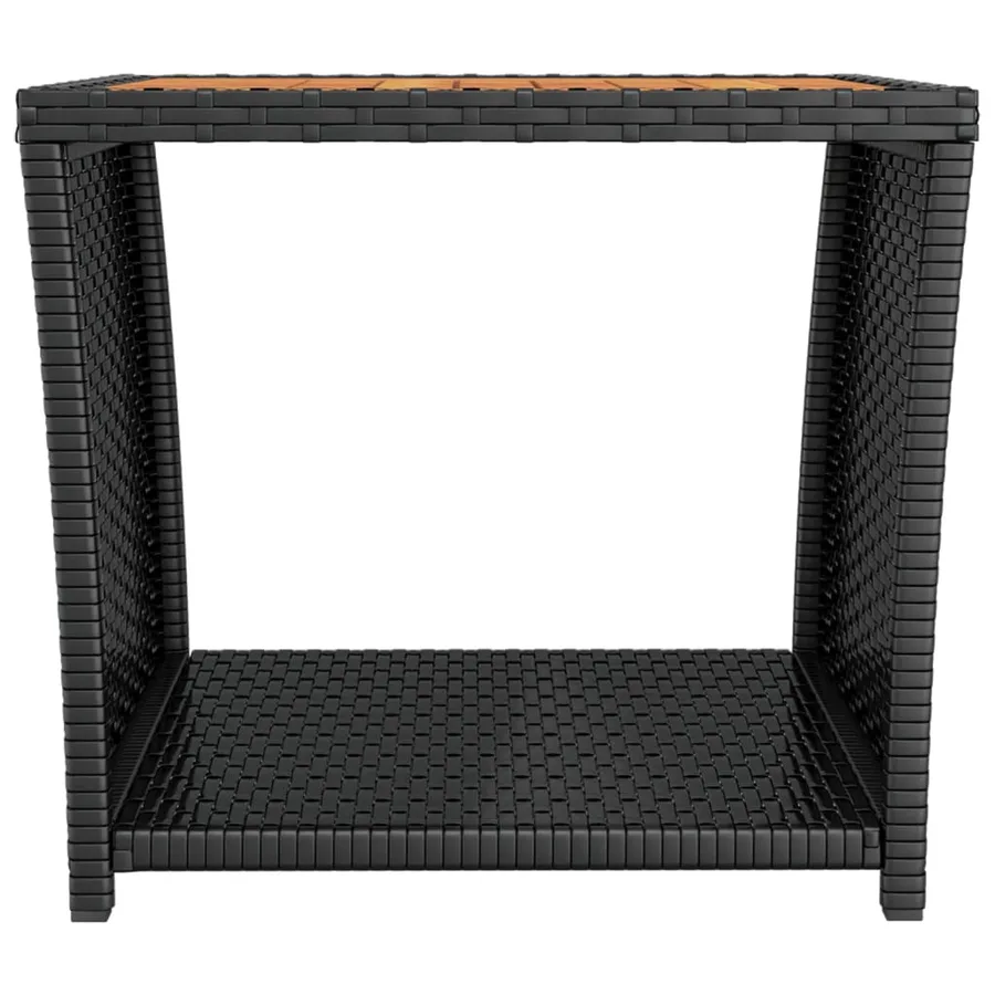 Table à thé et dessus en bois Noir Résine tressée Acacia massif - 3