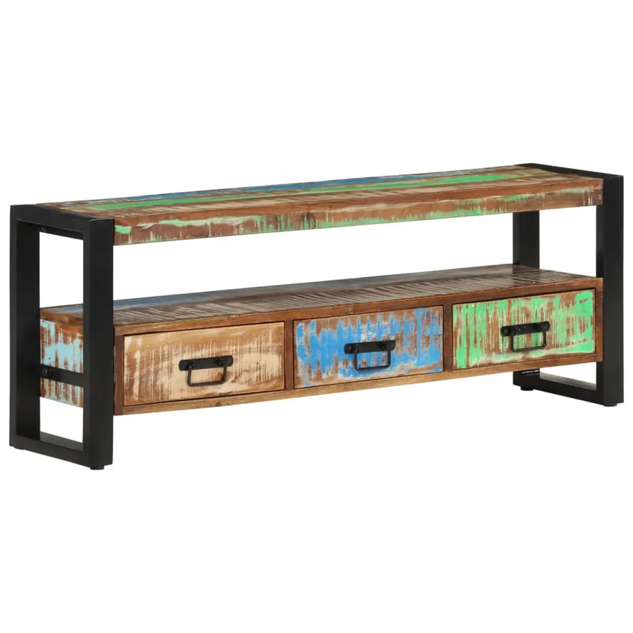 Meuble TV 120x30x45 cm Bois massif de récupération - 8