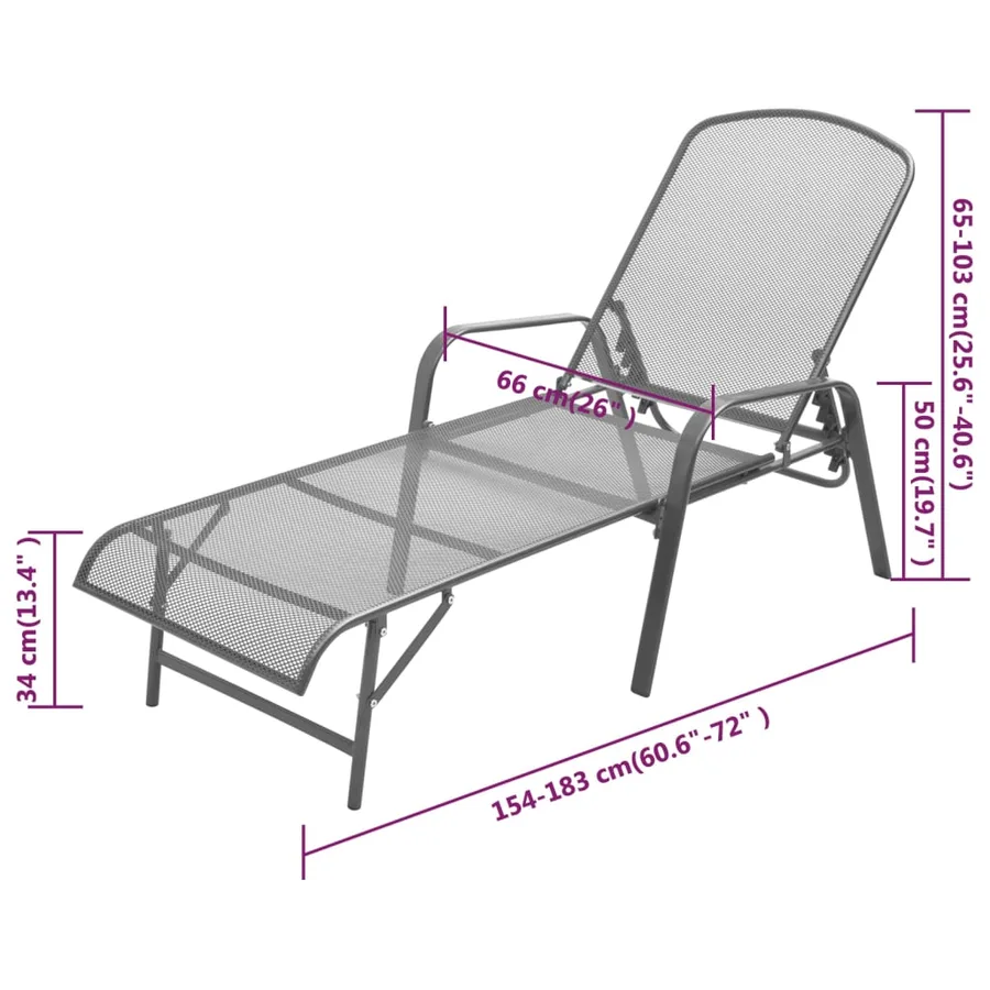 Chaise longue acier anthracite - 8