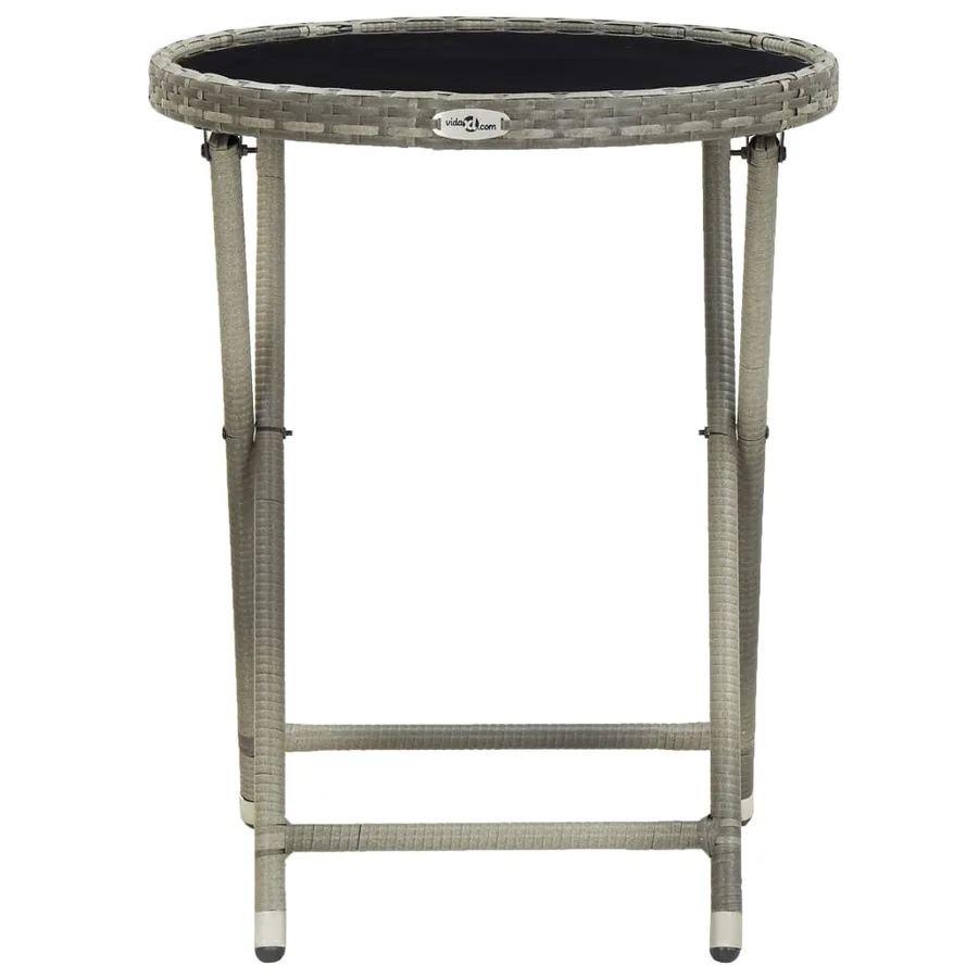 Table à thé Gris 60 cm Résine tressée et verre trempé - 3