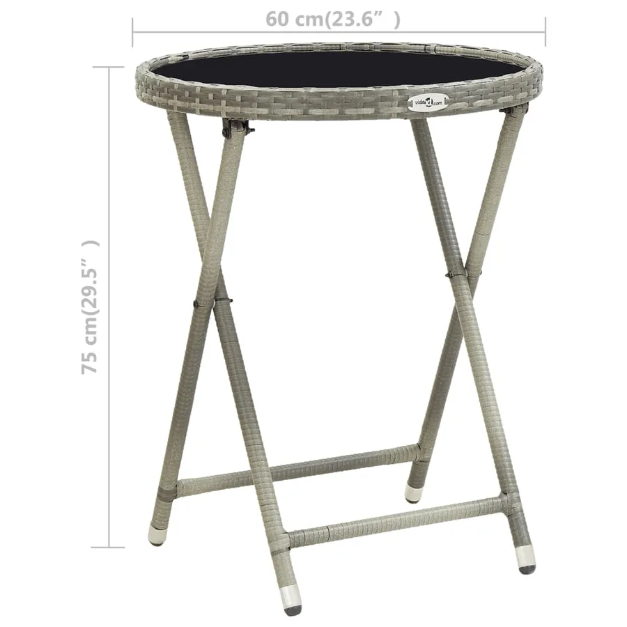 Table à thé Gris 60 cm Résine tressée et verre trempé - 6
