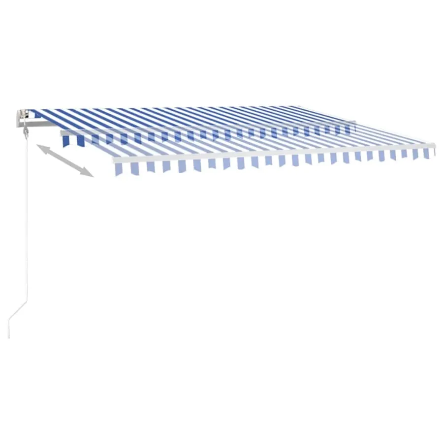 Auvent automatique capteur de vent LED 450x350 cm Bleu et blanc - 9