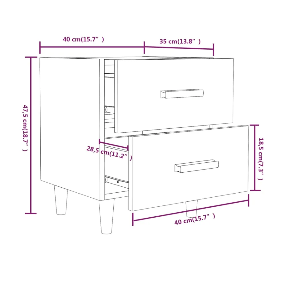 Tables de chevet 2 pcs Sonoma gris 40x35x47,5 cm - 7