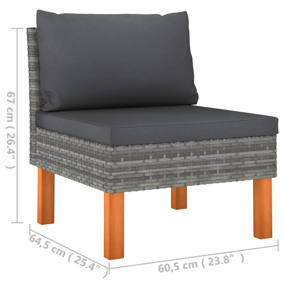 Salon de jardin 8 pcs avec coussins Résine tressée Gris - 7