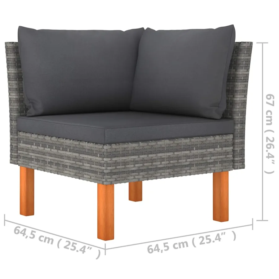 Salon de jardin 8 pcs avec coussins Résine tressée Gris - 8