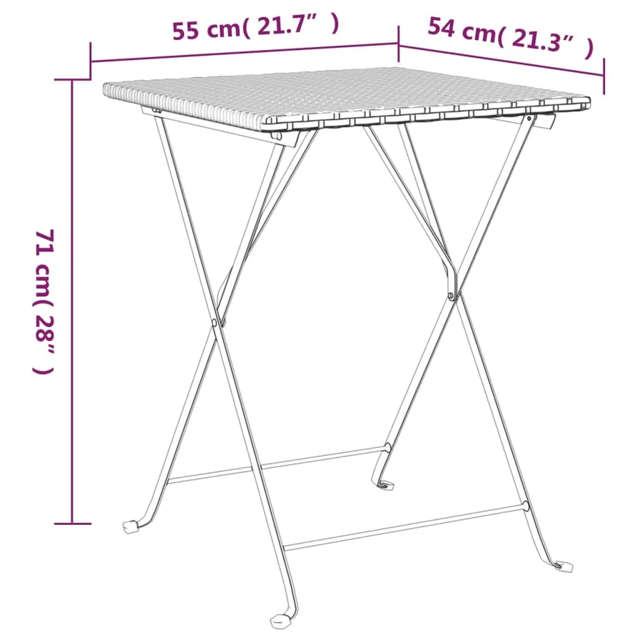 Table de bistrot pliante Gris 55x54x71 cm Résine tressée - 8