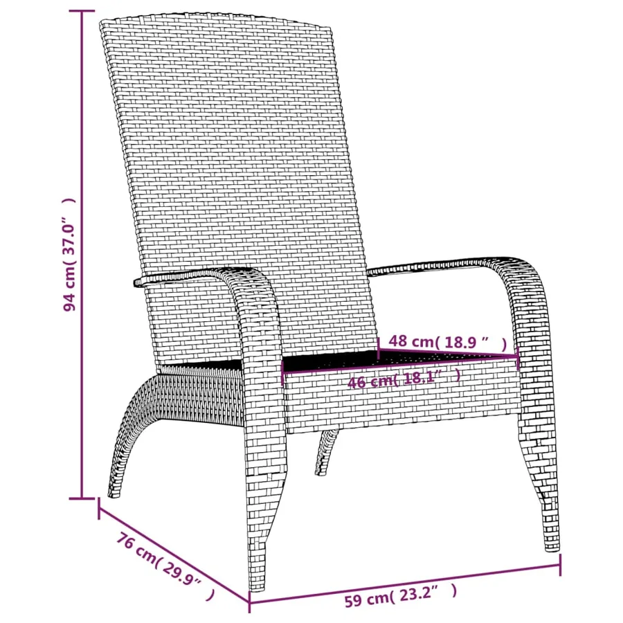 Chaise de jardin Adirondack Gris Résine tressée - 7