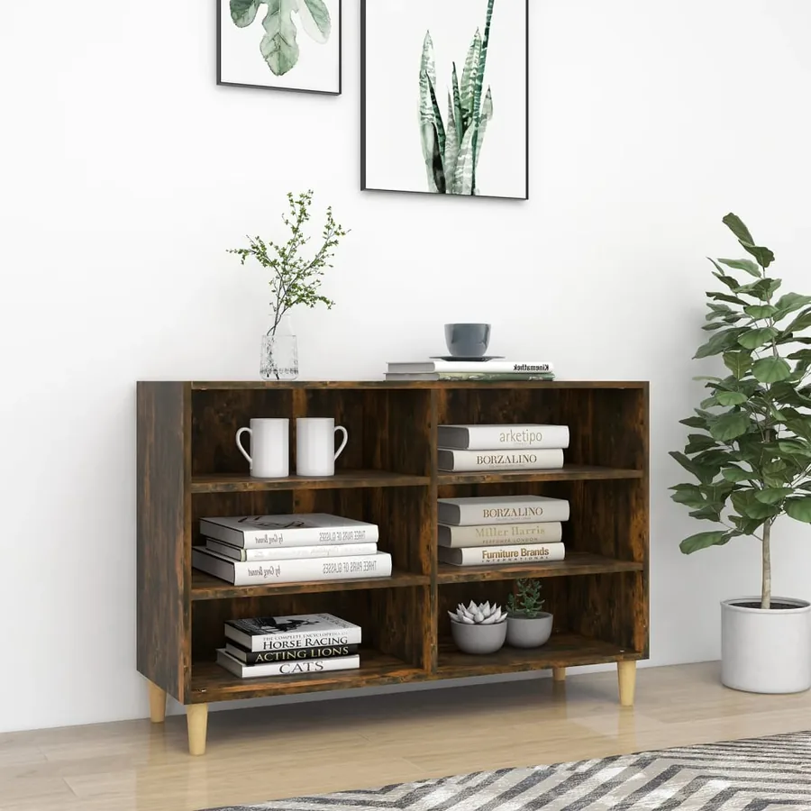 Buffet chêne fumé 103,5x35x70 cm bois d'ingénierie