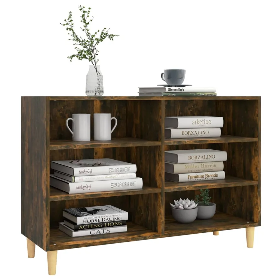 Buffet chêne fumé 103,5x35x70 cm bois d'ingénierie - 3