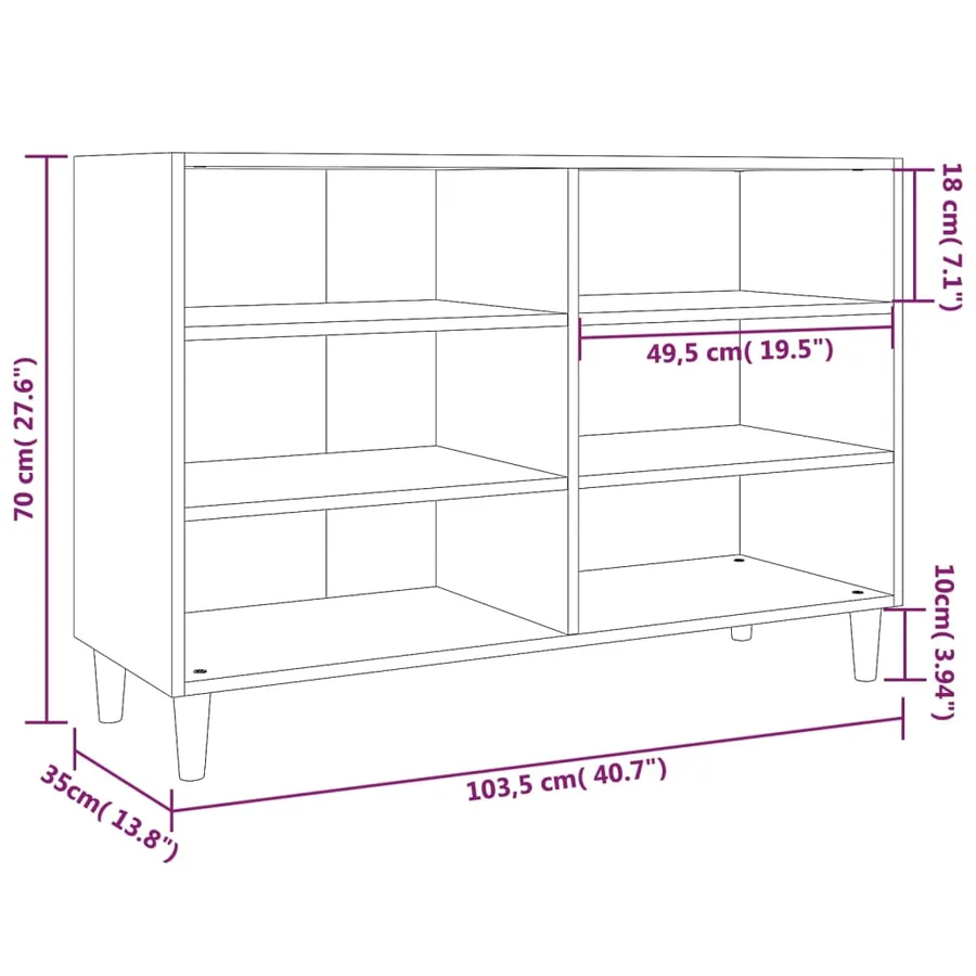 Buffet chêne fumé 103,5x35x70 cm bois d'ingénierie - 6