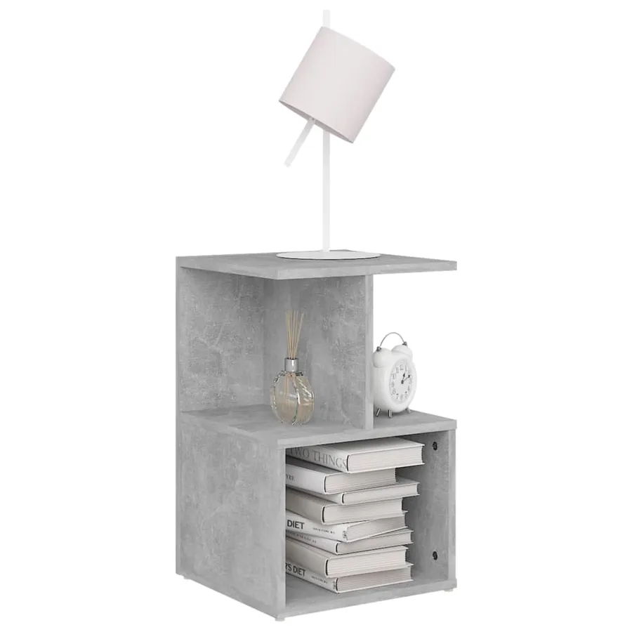 Table de chevet gris béton 35x35x55 cm bois d'ingénierie - 5