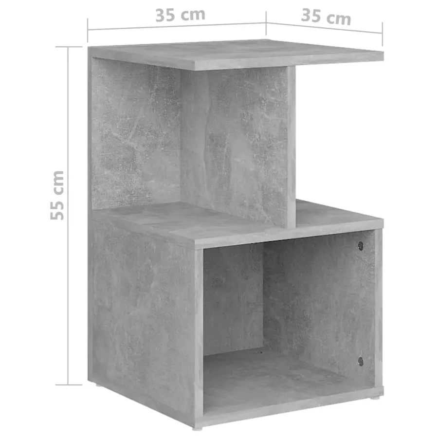 Table de chevet gris béton 35x35x55 cm bois d'ingénierie - 6
