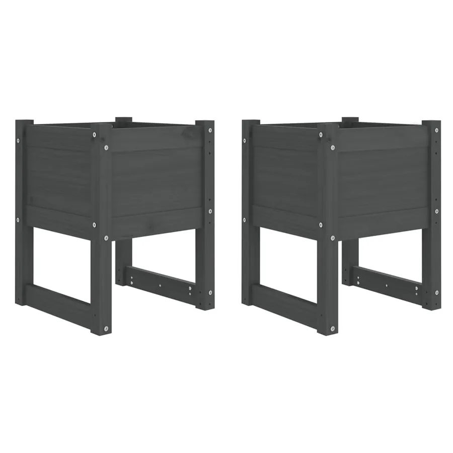 Jardinières 2 pcs Gris 40x40x52,5 cm Bois massif de pin - 2