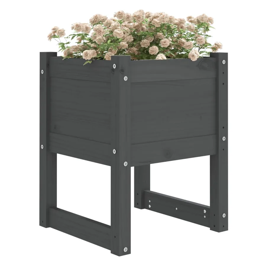 Jardinières 2 pcs Gris 40x40x52,5 cm Bois massif de pin - 3