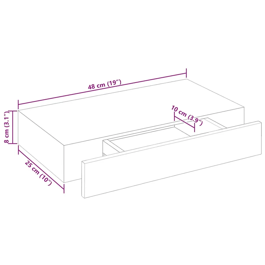 Étagère murale avec 1 tiroir MDF Blanc Rangement de livres/DVD - 9