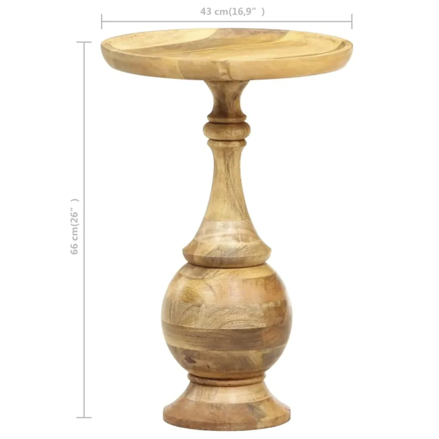 Table d'appoint ronde 43x43x66 cm Bois de manguier massif - 7