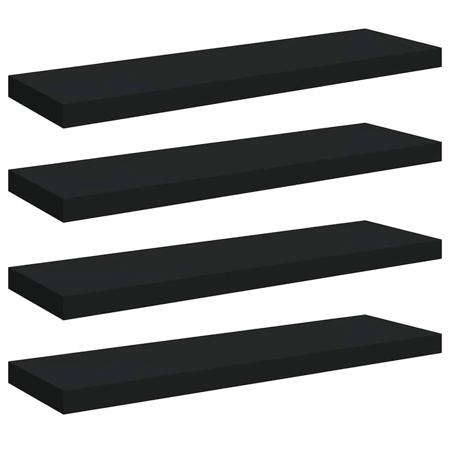 Étagères murales flottantes 4 pcs noir 80x23,5x3,8 cm MDF - 2