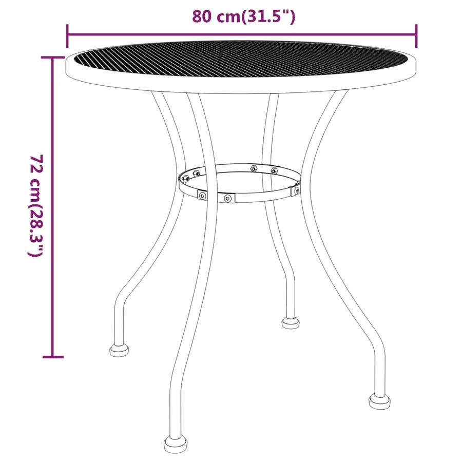 Table de jardin Ø80x72 cm Maille métallique Anthracite - 5