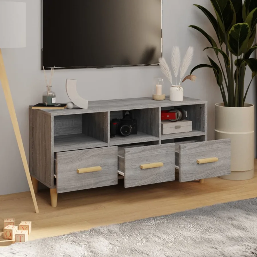 Meuble TV Sonoma gris 102x36x50 cm Bois d'ingénierie - 3