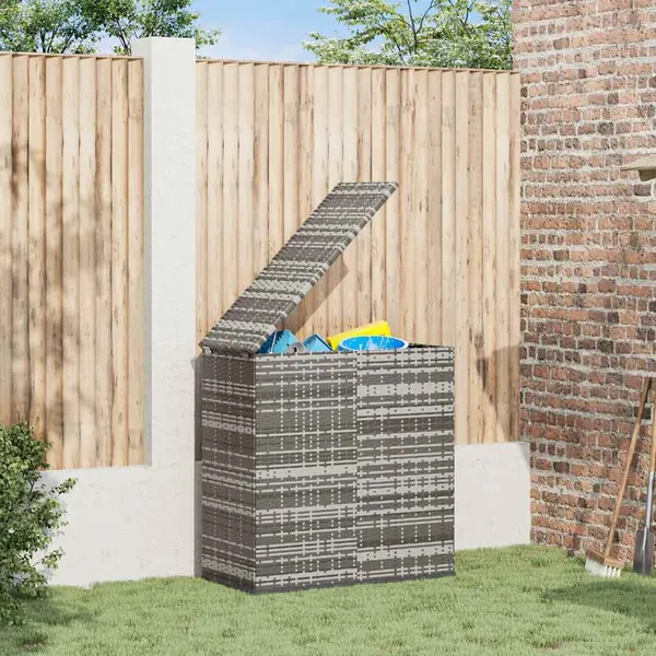 Boîte à coussins de jardin Résine tressée 100x49x103,5 cm Gris