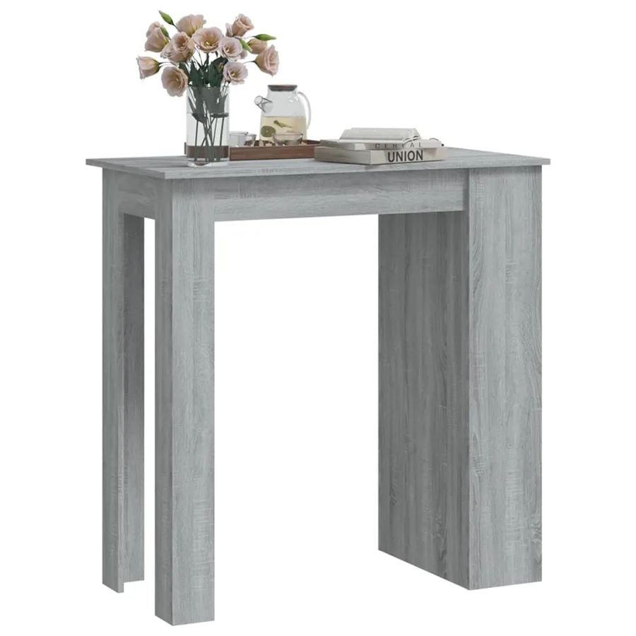 Table de bar avec rangement sonoma gris bois d'ingénierie - 4