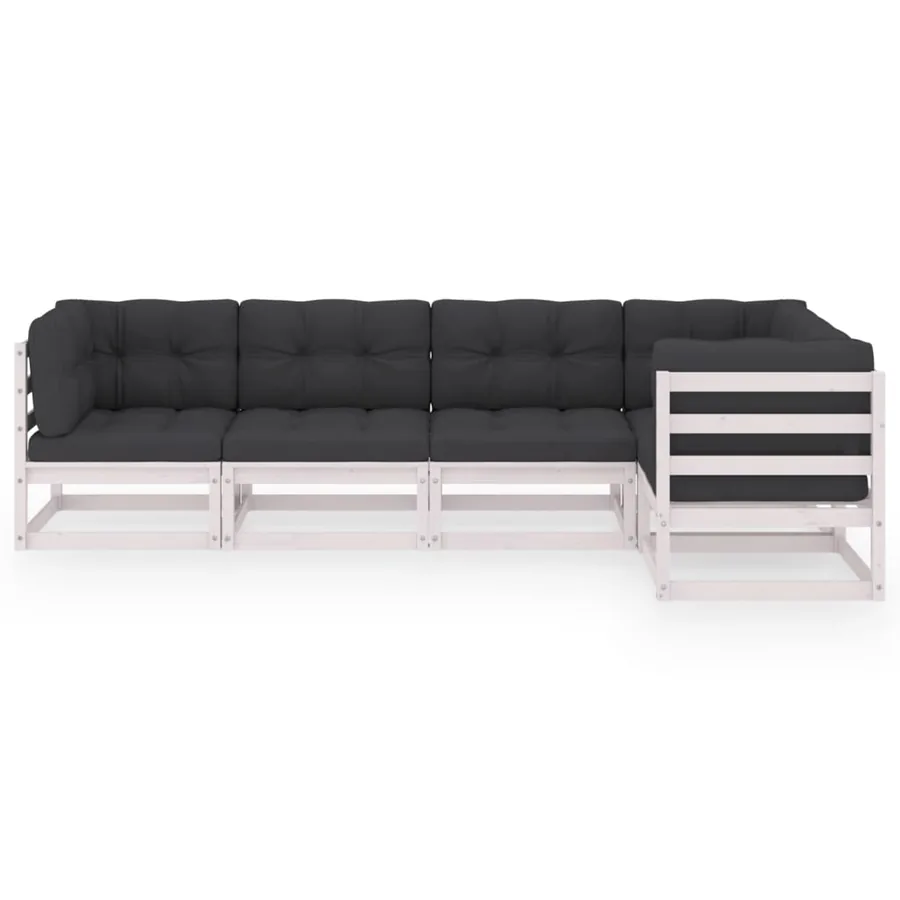 Salon de jardin 5 pcs avec coussins Bois de pin massif - 3