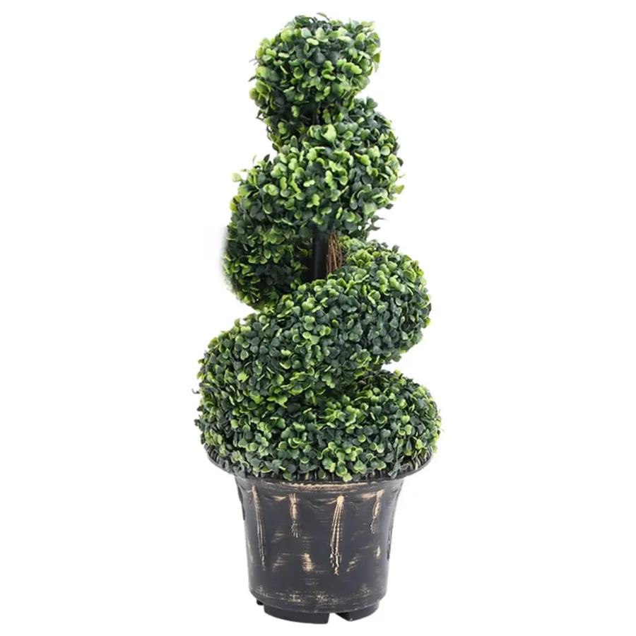 Plante de buis artificiel en spirale avec pot Vert 89 cm