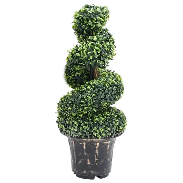 Plante de buis artificiel en spirale avec pot Vert 89 cm
