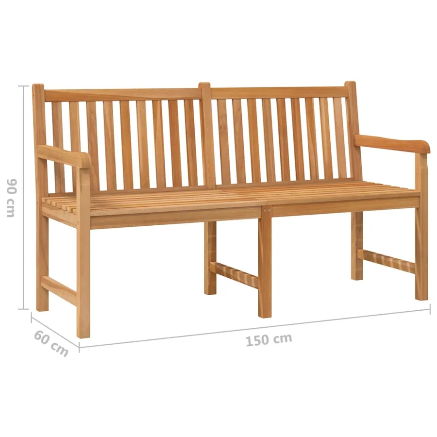 Banc de jardin 150 cm Bois de teck solide - 7