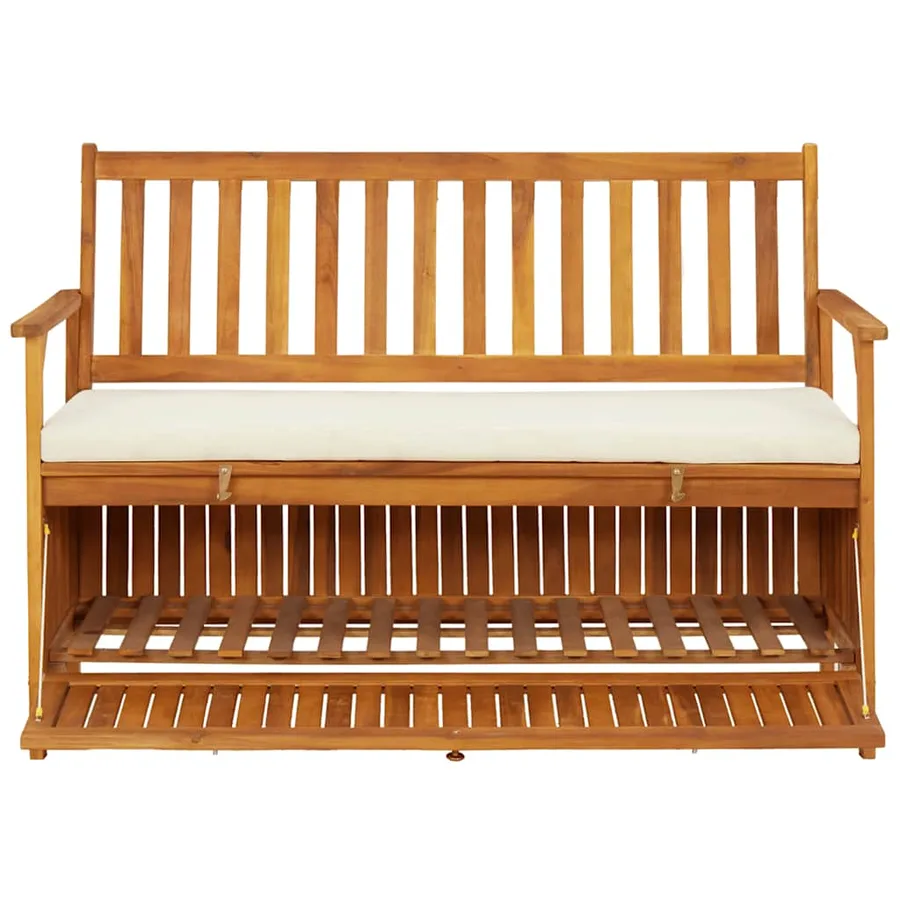 Banc de rangement de jardin Bois d'acacia solide 120x63x84 cm - 3