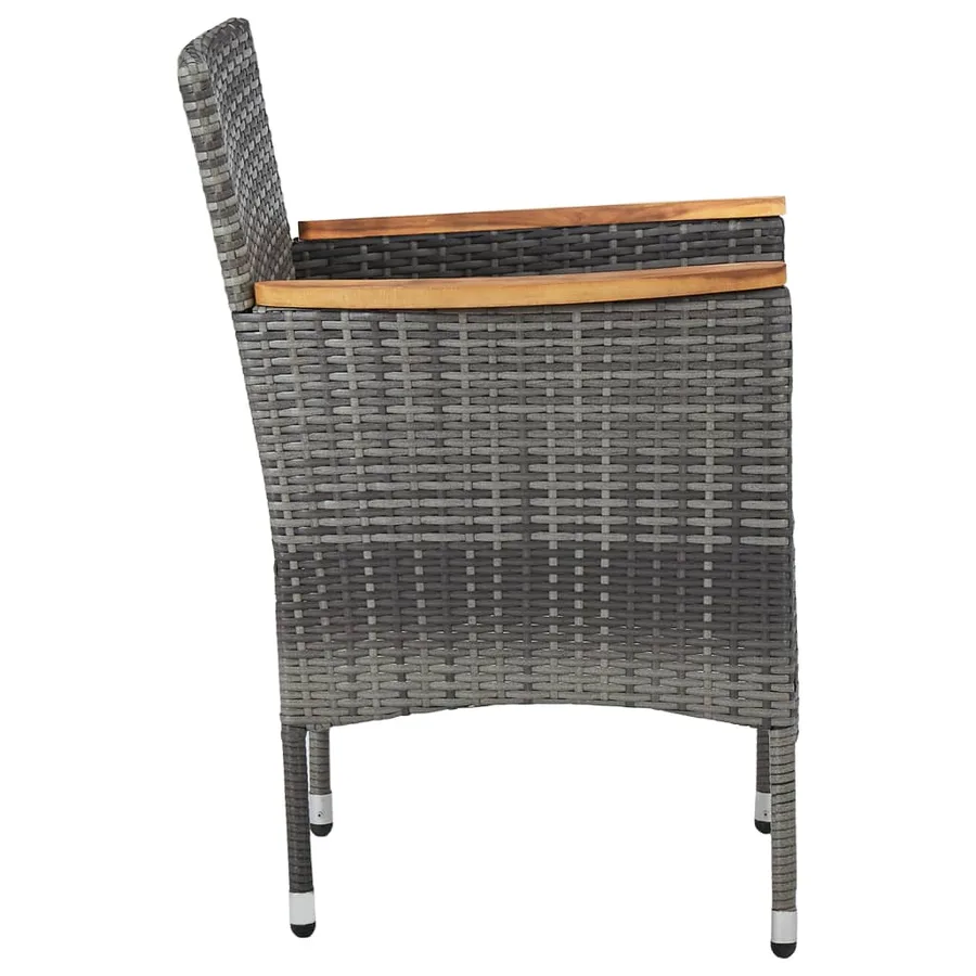Chaises à manger de jardin lot de 2 Résine tressée Gris - 2