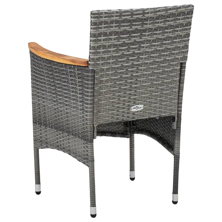 Chaises à manger de jardin lot de 2 Résine tressée Gris - 3