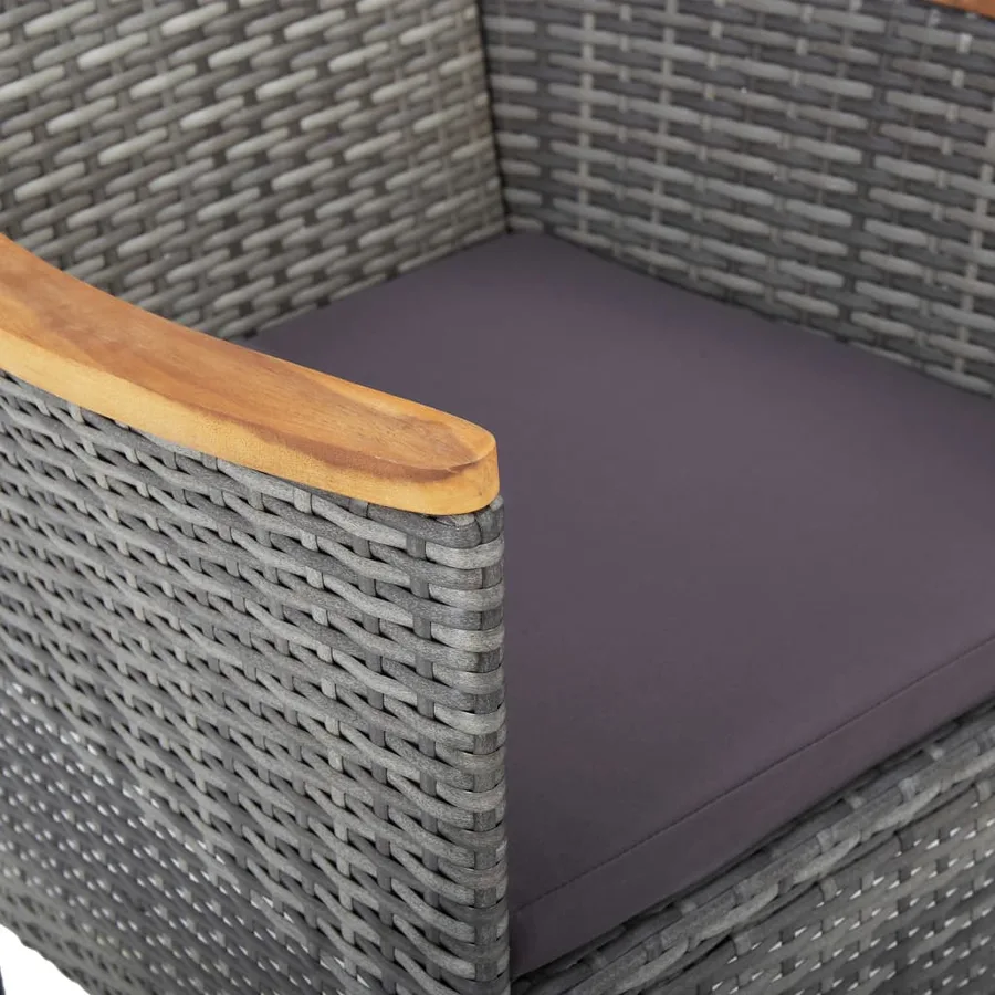 Chaises à manger de jardin lot de 2 Résine tressée Gris - 4