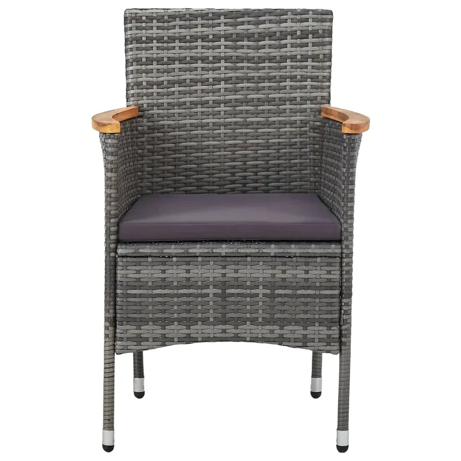 Chaises à manger de jardin lot de 2 Résine tressée Gris - 5