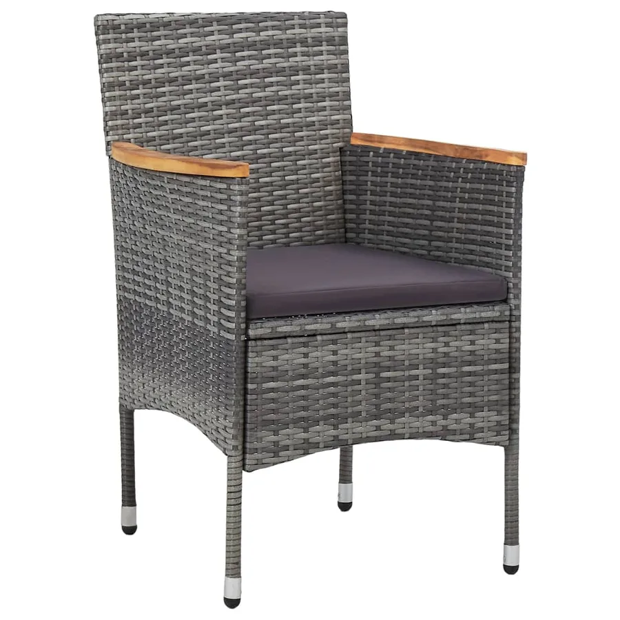 Chaises à manger de jardin lot de 2 Résine tressée Gris - 6