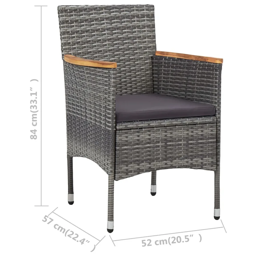 Chaises à manger de jardin lot de 2 Résine tressée Gris - 7