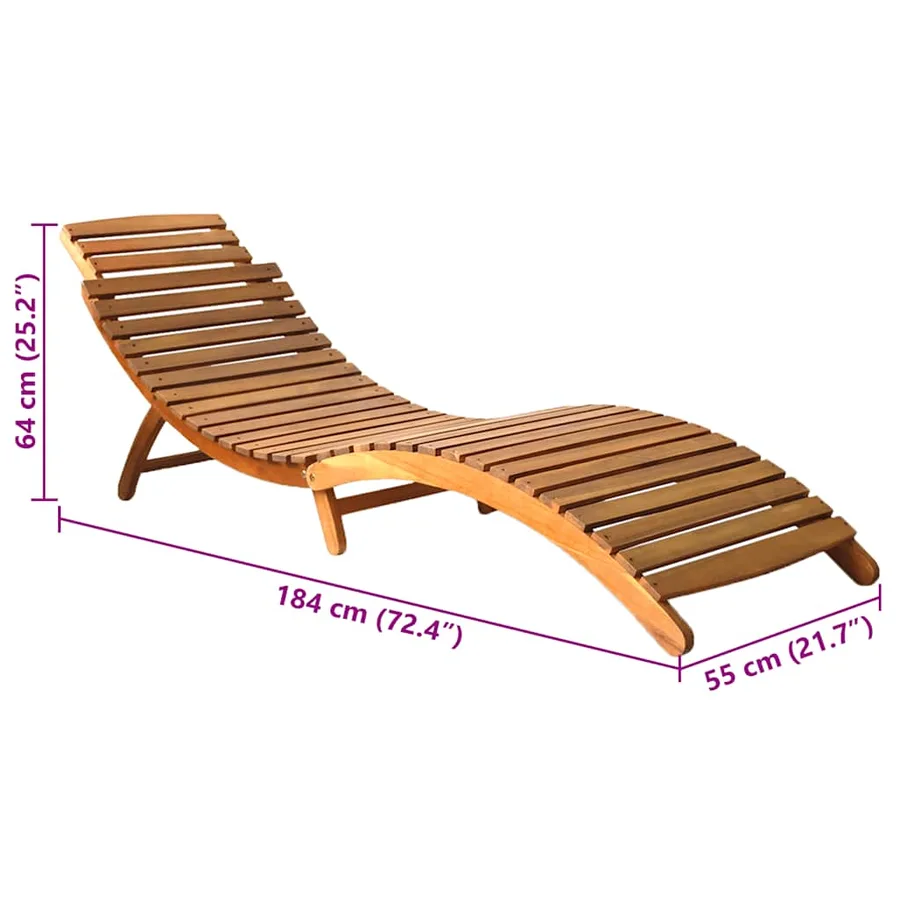 Chaise longue de jardin avec coussin Bois d'acacia solide - 16