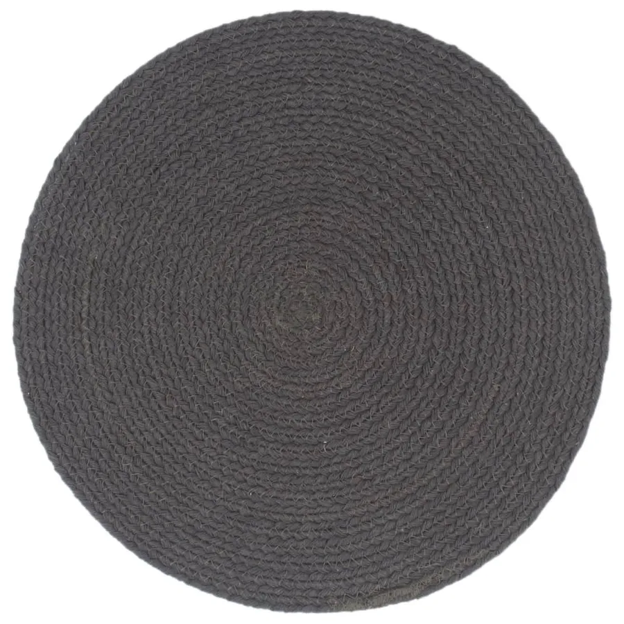 Napperons 6 pcs Gris foncé Plain 38 cm Rond Coton - 2