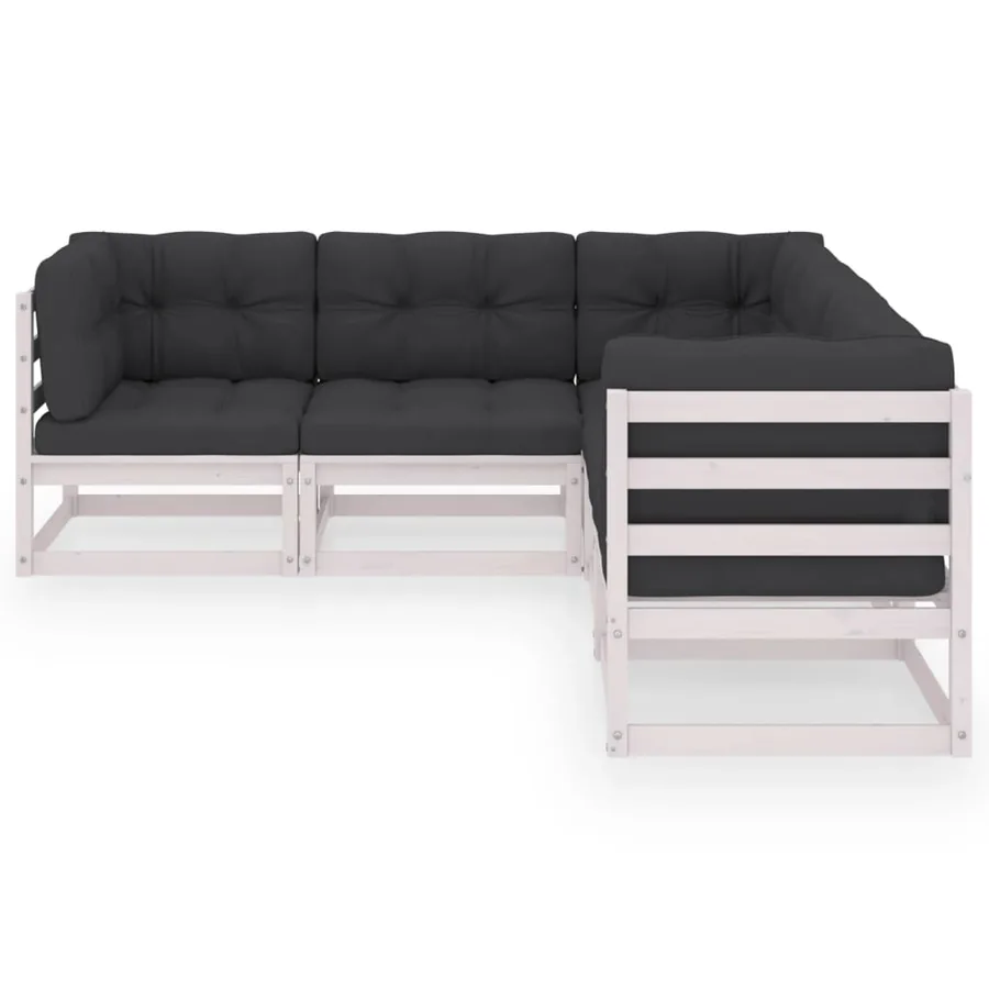 Salon de jardin 5 pcs avec coussins Bois de pin massif - 3