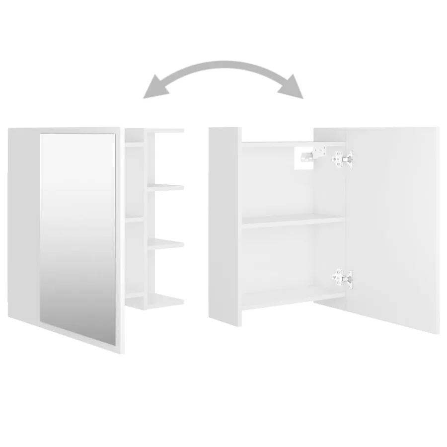 Armoire à miroir de salle de bain Blanc Bois d’ingénierie - 9