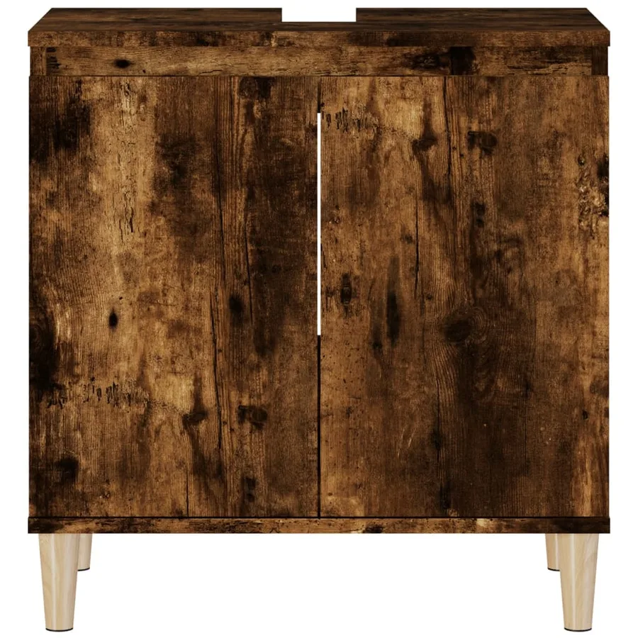 Meuble d'évier chêne fumé 58x33x60 cm bois d'ingénierie - 6