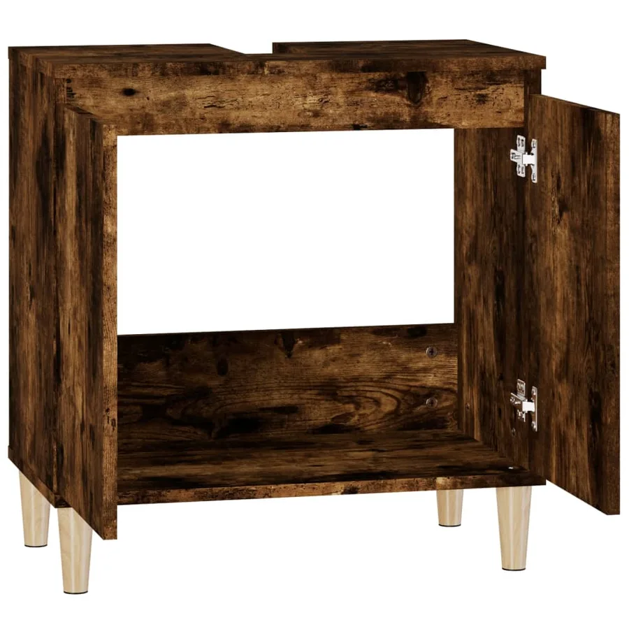 Meuble d'évier chêne fumé 58x33x60 cm bois d'ingénierie - 7