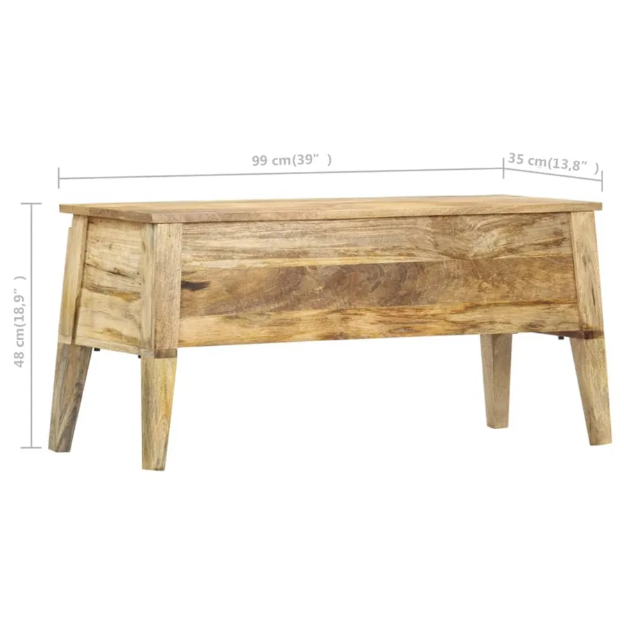 Boîte de rangement 99x35x48 cm Bois de manguier solide - 7