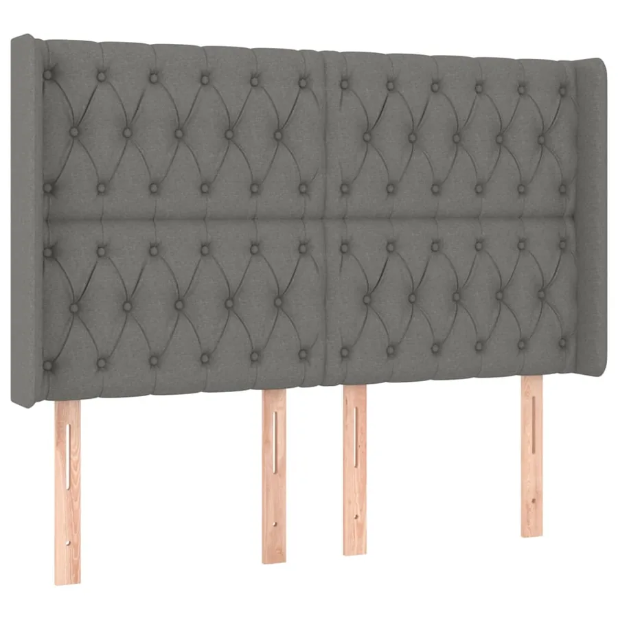 Sommier à lattes de lit matelas LED Gris foncé 140x190 cm Tissu - 7