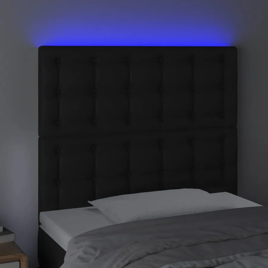Tête de lit à LED Noir 80x5x118/128 cm Similicuir - 3