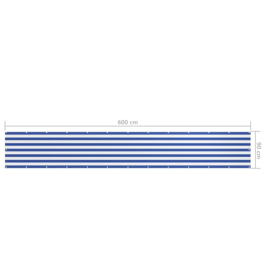 Écran de balcon Blanc et bleu 90x600 cm Tissu Oxford - 5