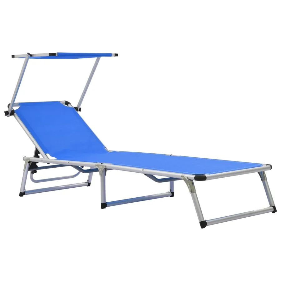 Chaise longue pliable avec toit Aluminium et textilène Noir - 11