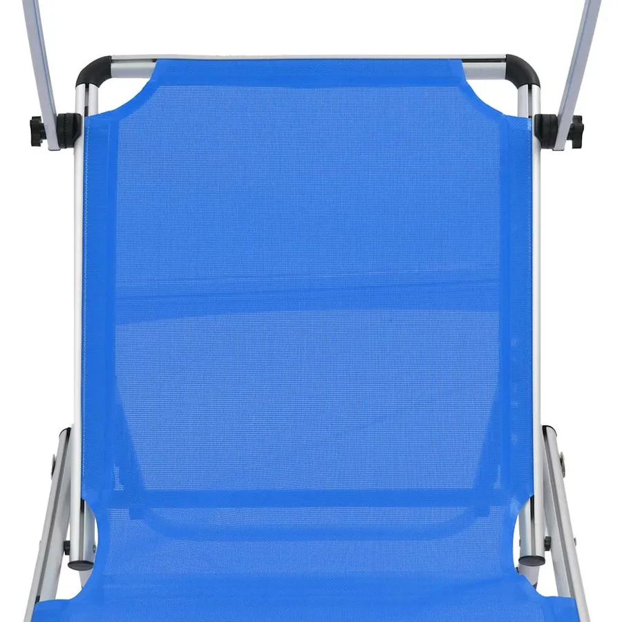 Chaise longue pliable avec toit Aluminium et textilène Noir - 17