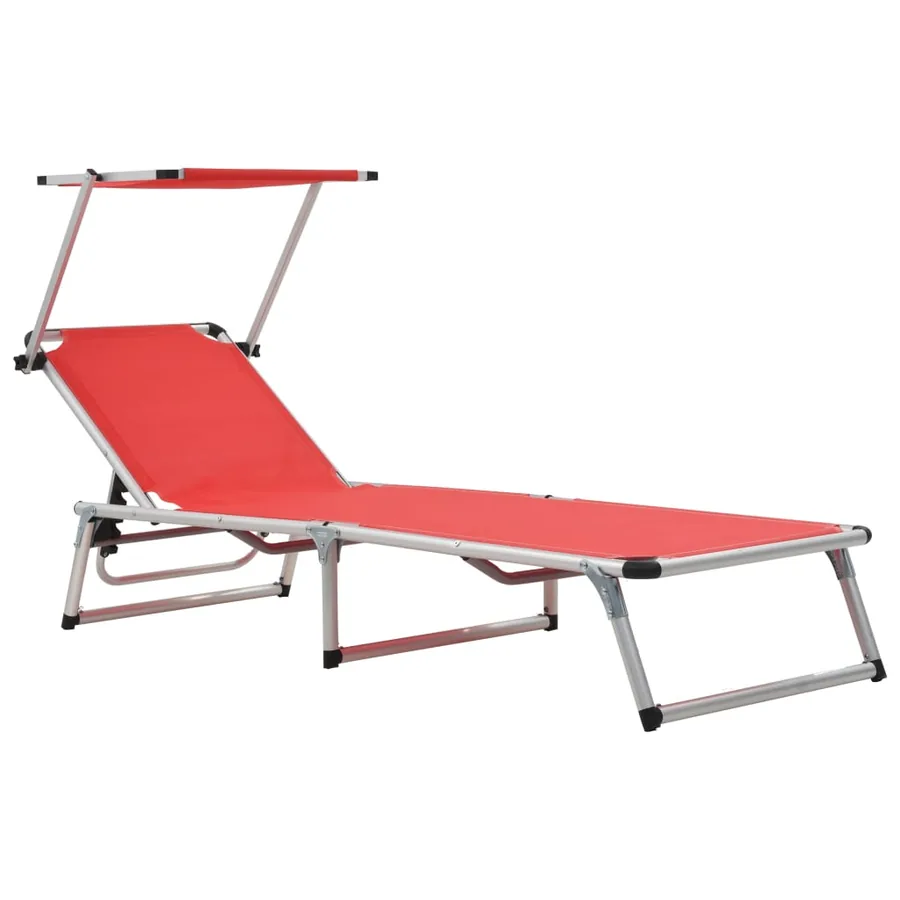 Chaise longue pliable avec toit Aluminium et textilène Noir - 21