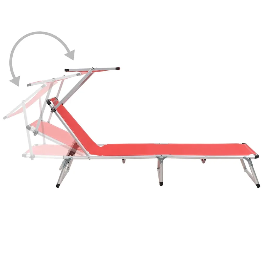 Chaise longue pliable avec toit Aluminium et textilène Noir - 22